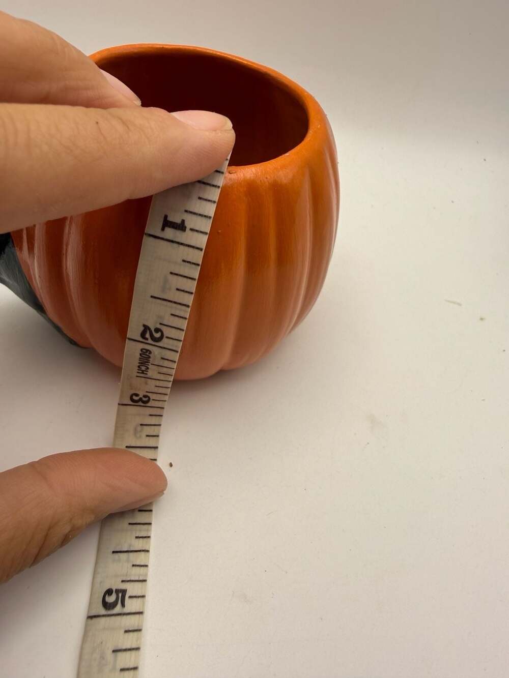 Vintage Handmade Ceramic Pumpkin Mug with Black Handle Fall Decor - Picture 6 of 6